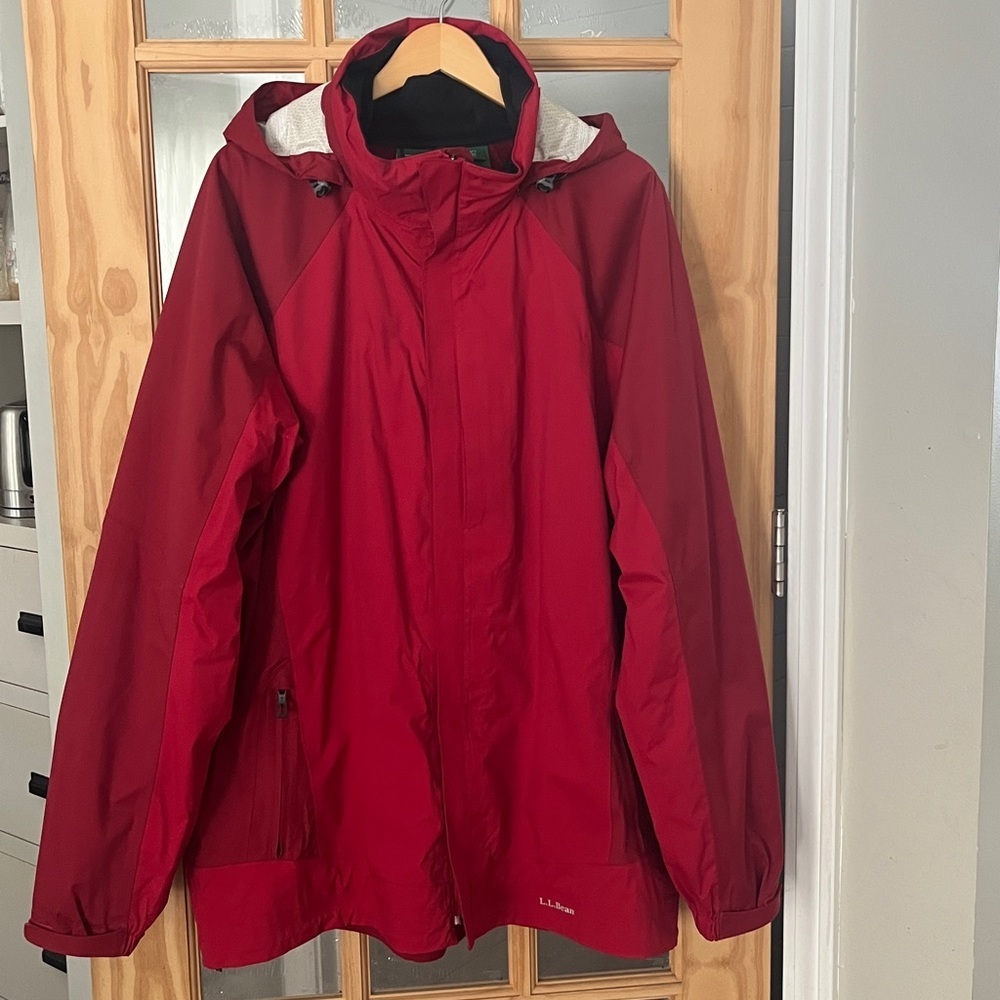 LL Bean 3 In 1 Jacket Polartec Fleece Removable Lining hooded rain jacket Sz XXL